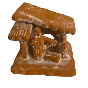 Handcrafted Miniature Terracotta Nativity Rustic Stable Folk Art Christmas